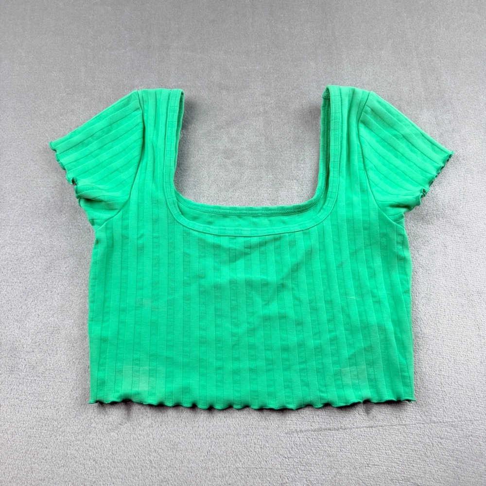 OFFLINE by Aerie Women's‎ Medium Green Ribbed Square Neck Crop Top